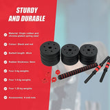 20kg Adjustable Rubber Dumbbell Set Barbell Home GYM Exercise Weights - Extra Image