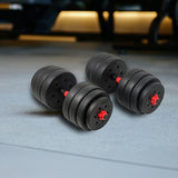30kg Adjustable Rubber Dumbbell Set Barbell Home GYM Exercise Weights - Rear View