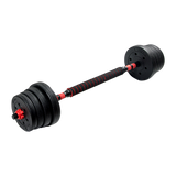 30kg Adjustable Rubber Dumbbell Set Barbell Home GYM Exercise Weights - Close-Up Angle