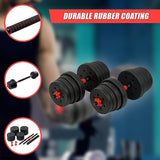 30kg Adjustable Rubber Dumbbell Set Barbell Home GYM Exercise Weights - Extra Image