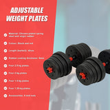 30kg Adjustable Rubber Dumbbell Set Barbell Home GYM Exercise Weights - Extra Image