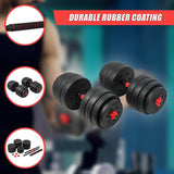 40kg Adjustable Rubber Dumbbell Set Barbell Home GYM Exercise Weights - Close-Up Angle