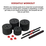 40kg Adjustable Rubber Dumbbell Set Barbell Home GYM Exercise Weights - Extra Image