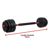 40kg Adjustable Rubber Dumbbell Set Barbell Home GYM Exercise Weights - Extra Image