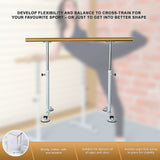 Wooden Portable Ballet Bar Stretch Barre Dance Bar 1.5M Freestanding Ballet Bar - Rear View