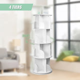 360-degree Rotating 4 Tier Display Shelf Bookcase Organiser - Low Angle