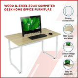 Wood & Steel Solid Computer Desk Home Office Furniture - Side View