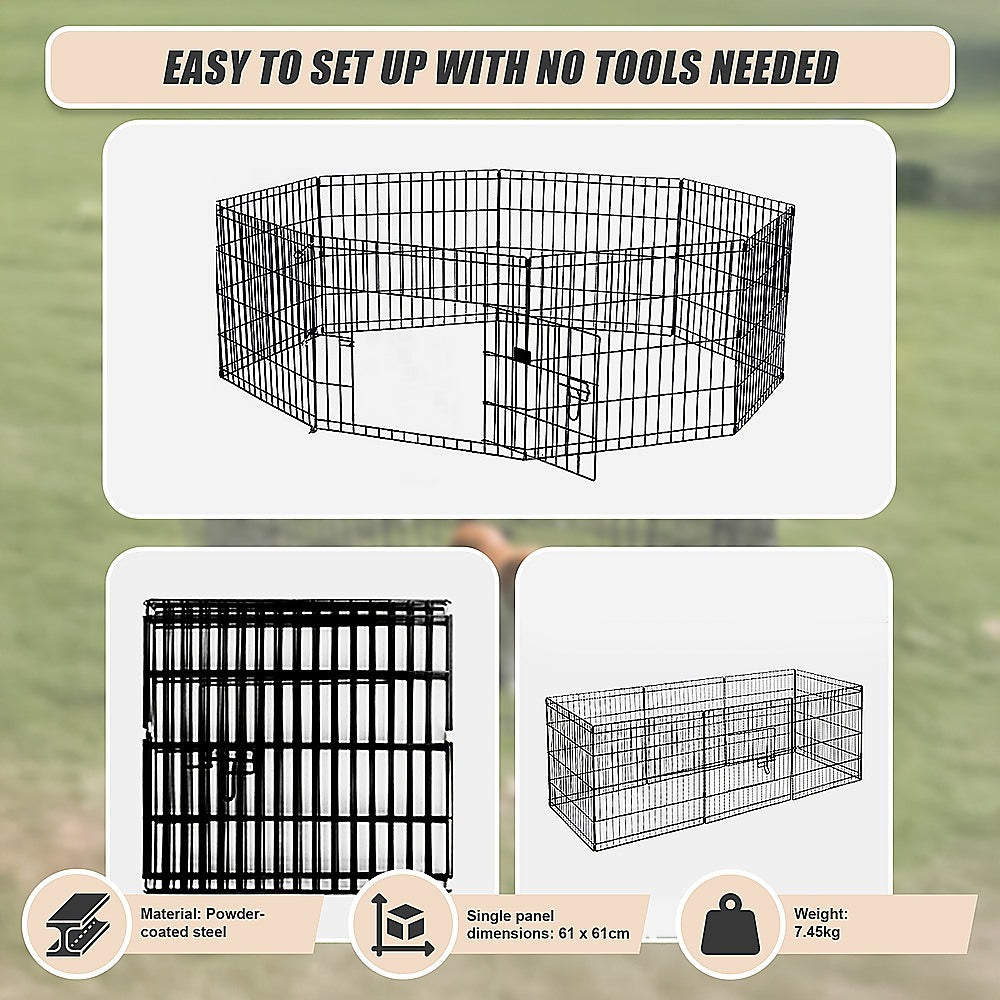 24 8 Panel Pet Dog Playpen Puppy Exercise Cage Enclosure Fence Play Pen
