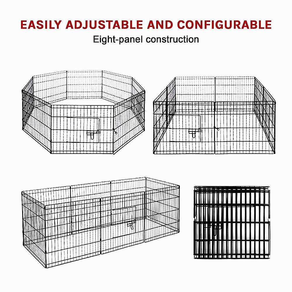 24 8 Panel Pet Dog Playpen Puppy Exercise Cage Enclosure Fence Play Pen
