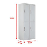 Four-Door Office Gym Shed Storage Locker - Close-Up Angle