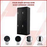Four-Door Office Gym Shed Storage Locker - Side View