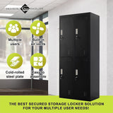 Four-Door Office Gym Shed Storage Locker - 45-Degree Angle