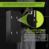 Four-Door Office Gym Shed Storage Locker - Close-Up Angle