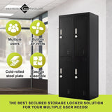 Four-Door Office Gym Shed Storage Locker - 45-Degree Angle
