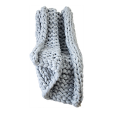 Hand Knitted Chunky Blanket Thick Acrylic Yarn Blanket Home Decor Throw Rug - Grey