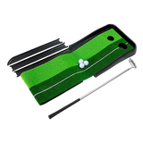 Indoor Practice Putting Green 2.5m Mat Inclined Ball Return Fake Grass 2 Holes - 45-Degree Angle