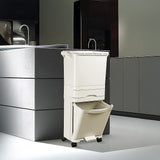 42L Rubbish Bin Waste Trash Can Pedal Recycling Kitchen Wheel 2 Compartment - Front View