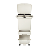42L Rubbish Bin Waste Trash Can Pedal Recycling Kitchen Wheel 2 Compartment - Top-Down View
