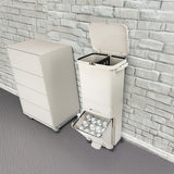 42L Rubbish Bin Waste Trash Can Pedal Recycling Kitchen Wheel 2 Compartment - Rear View