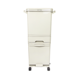 42L Rubbish Bin Waste Trash Can Pedal Recycling Kitchen Wheel 2 Compartment - Close-Up Angle