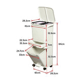 42L Rubbish Bin Waste Trash Can Pedal Recycling Kitchen Wheel 2 Compartment - Extra Image