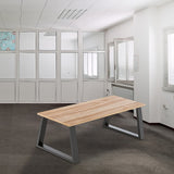 Trapezium-Shaped Table Bench Desk Legs Retro Industrial Design Fully Welded - Black - Front View