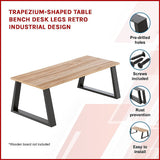 Trapezium-Shaped Table Bench Desk Legs Retro Industrial Design Fully Welded - Black - Side View