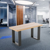 Trapezoid-Shaped Table Bench Desk Legs Retro Industrial Design Fully Welded - Black - Front View