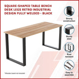 Square-Shaped Table Bench Desk Legs Retro Industrial Design Fully Welded - Black - Side View