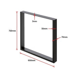 Square-Shaped Table Bench Desk Legs Retro Industrial Design Fully Welded - Black - Rear View