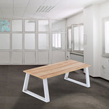 Trapezium-Shaped Table Bench Desk Legs Retro Industrial Design Fully Welded - White - Front View