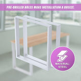 Square-Shaped Table Bench Desk Legs Retro Industrial Design Fully Welded - White - Rear View