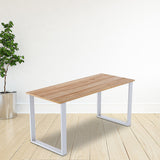 Rectangular-Shaped Table Bench Desk Legs Retro Industrial Design Fully Welded - White - Front View