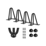 Set of 4 Industrial 3-Rod Retro Hairpin Table Legs 12mm Steel Bench Desk - 11cm Black - Top-Down View