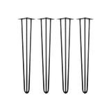 Set of 4 Industrial 3-Rod Retro Hairpin Table Legs 12mm Steel Bench Desk - 71cm Black
