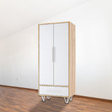 Set of 4 Industrial 3-Rod Retro Table Legs 12mm Steel Bench Desk - 11cm White - Front View