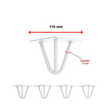 Set of 4 Industrial 3-Rod Retro Table Legs 12mm Steel Bench Desk - 11cm White - Rear View