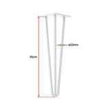 Set of 4 Industrial 3-Rod Retro Table Legs 12mm Steel Bench Desk - 41cm White - Rear View