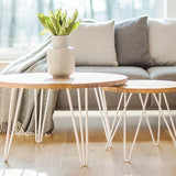 Set of 4 Industrial 3-Rod Retro Hairpin Table Legs 12mm Steel Bench Desk - 71cm White - Front View