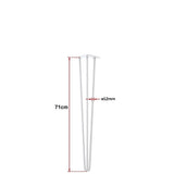 Set of 4 Industrial 3-Rod Retro Hairpin Table Legs 12mm Steel Bench Desk - 71cm White - Rear View