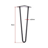 Set of 4 Industrial Retro Hairpin Table Legs 12mm Steel Bench Desk - 41cm Black - Rear View