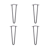 Set of 4 Industrial Retro Hairpin Table Legs 12mm Steel Bench Desk - 41cm Black - Top-Down View