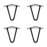 Set of 4 Industrial Retro Hairpin Table Legs 12mm Steel Bench Desk - 11cm Black - Top-Down View