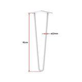 Set of 4 Industrial Retro Hairpin Table Legs 12mm Steel Bench Desk - 41cm White - Rear View