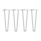 Set of 4 Chrome Retro Hairpin Table Legs 12mm Steel Bench Desk - 41cm