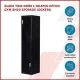 Black Two-Door L-shaped Office Gym Shed Storage Lockers - Side View