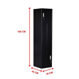 Black Two-Door L-shaped Office Gym Shed Storage Lockers - Close-Up Angle