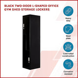 Black Two-Door L-shaped Office Gym Shed Storage Lockers - Side View