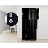 Black Two-Door L-shaped Office Gym Shed Storage Lockers - Side View