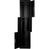 Black Two-Door L-shaped Office Gym Shed Storage Lockers - Low Angle